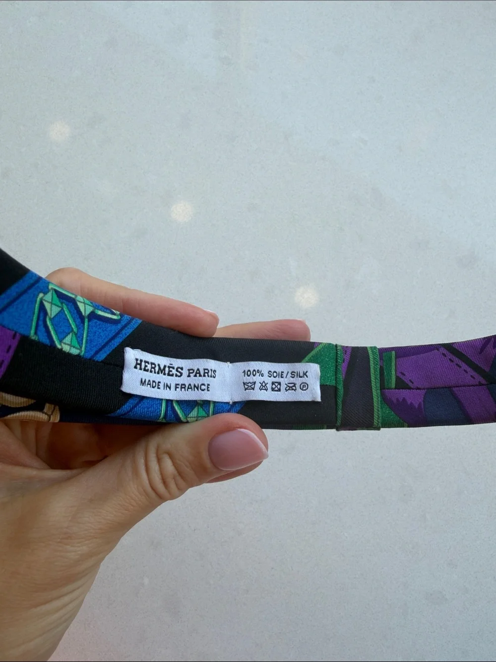 Like hew HERMES Purple & Green Silk Twilly Headband